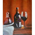 Натюрморт с бутилкa вино, чаша и гарафа