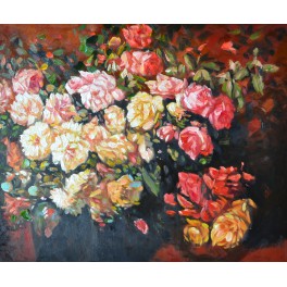 Натюрморт с бели и розови рози, Франц Бисхоф