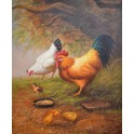 Петел и кокошка с пиленца
